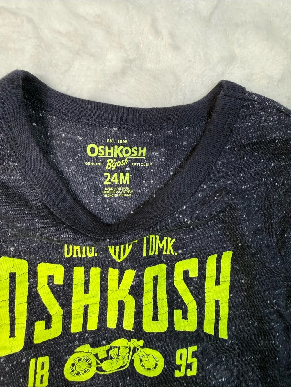 OshKosh Navy One-Piece Bodysuit with Neon Yellow Logo